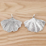 6 Large Ginkgo Biloba Leaf Charms Pendants for Jewelry Making 53x46mm