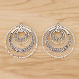 2 Large Hammered Open 4 Circles Charms for Necklace Making