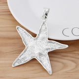 2 Large Starfish Charms Pendants for Necklace Making 73x68mm