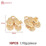 10PCS 18K Brass Slippers Charms Pendants for Jewelry Making