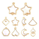 6PCS Champagne Brass and Shell Charms Pendants Jewelry Making Diy