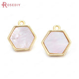 6PCS Champagne Brass and Shell Charms Pendants Jewelry Making Diy