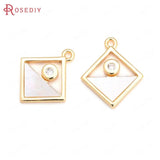 6PCS Champagne Brass and Shell Charms Pendants Jewelry Making Diy