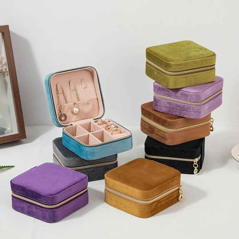 Velvet Portable Jewelry Box and Packaging - High-end Leather Storage Box