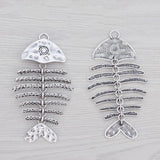 Tibetan Silver Large Fish Bone Charms Pendants for Jewelry Making