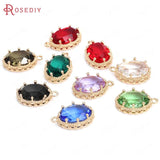 10PCS 10x14MM Champagne Brass Glass Oval Charms Pendants Jewelry Findings