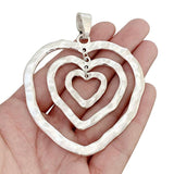 Antique Silver Hearts Charm Pendant for DIY Necklace Making
