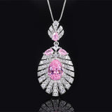 Pink Stone Emerald Water Droplet Banana Leaf Pendant