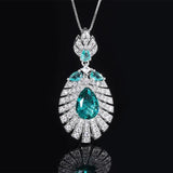 Pink Stone Emerald Water Droplet Banana Leaf Pendant