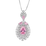 Pink Stone Emerald Water Droplet Banana Leaf Pendant