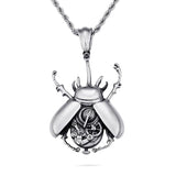 Punk Hip Hop Beetle Pendant Necklace Stainless Steel Insect Biker