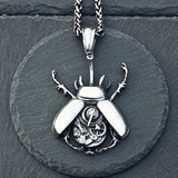 Punk Hip Hop Beetle Pendant Necklace Stainless Steel Insect Biker