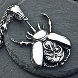Punk Hip Hop Beetle Pendant Necklace Stainless Steel Insect Biker