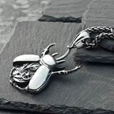 Punk Hip Hop Beetle Pendant Necklace Stainless Steel Insect Biker
