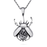Punk Hip Hop Beetle Pendant Necklace Stainless Steel Insect Biker