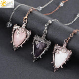 Pink Quartz Crystal Pendulum for Divination Dowsing Reiki