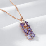 Kinel 585 Rose Crystal Flower Pendant Necklace Purple Zircon Vintage Jewelry