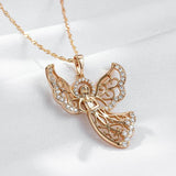 Angel Pendant & Necklace 585 Rose w/ Zircon Jewelry Gift