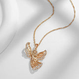 Angel Pendant & Necklace 585 Rose w/ Zircon Jewelry Gift
