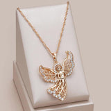 Angel Pendant & Necklace 585 Rose w/ Zircon Jewelry Gift