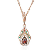 Kinel 585 Rose Crystal Flower Pendant Necklace Vintage Jewelry