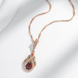 Kinel 585 Rose Crystal Flower Pendant Necklace Vintage Jewelry