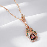 Kinel 585 Rose Crystal Flower Pendant Necklace Vintage Jewelry
