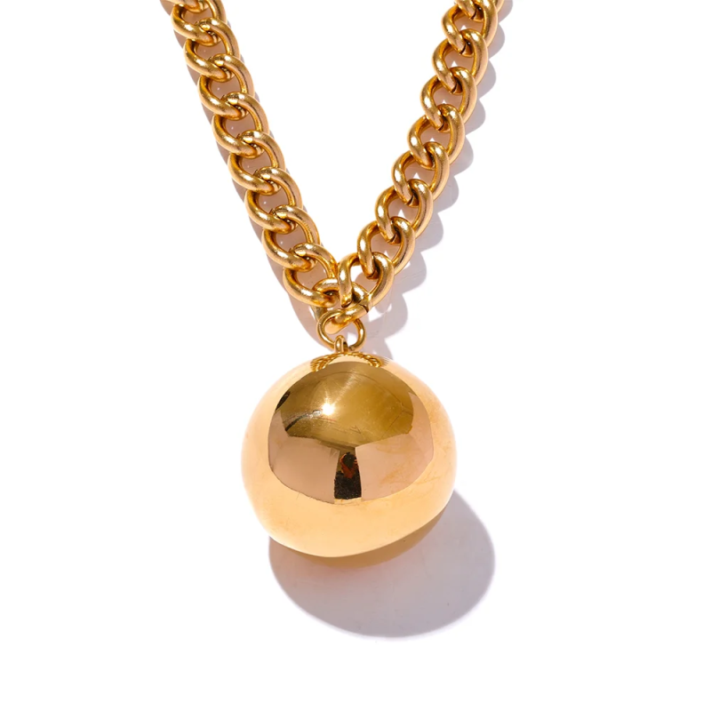 25mm Stainless Steel Round Bead Ball Pendant Necklace