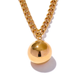 25mm Stainless Steel Round Bead Ball Pendant Necklace