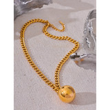 25mm Stainless Steel Round Bead Ball Pendant Necklace