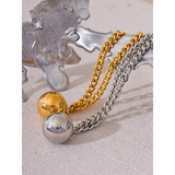 25mm Stainless Steel Round Bead Ball Pendant Necklace