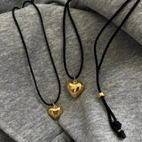 Y2K Love Heart Pendant Rope Tie Choker Necklace for Women