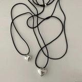 Y2K Love Heart Pendant Rope Tie Choker Necklace for Women