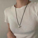 Y2K Love Heart Pendant Rope Tie Choker Necklace for Women