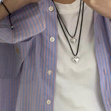 Y2K Love Heart Pendant Rope Tie Choker Necklace for Women