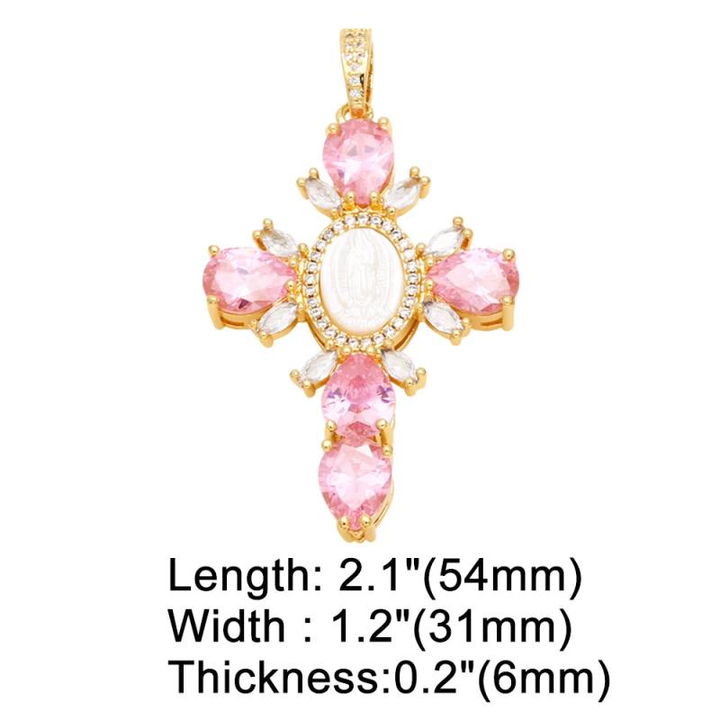 Crystal Virgin Mary Cross Pendant Necklace Jewelry Making Supplies