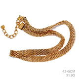 Waterproof Stainless Steel Metal Cuban Chain Wide Neck Necklace Silver Texture