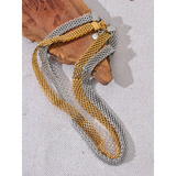 Waterproof Stainless Steel Metal Cuban Chain Wide Neck Necklace Silver Texture