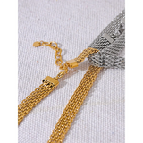 Waterproof Stainless Steel Metal Cuban Chain Wide Neck Necklace Silver Texture