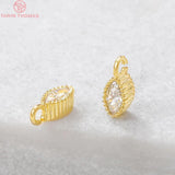 10PCS 3x6.5MM Hole 1MM 24K Plated Brass Zircon Horse Eyes Charms Pendants