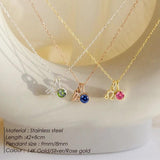 Stainless Steel Women Birthstone Constellation Pendant Necklace DIY Jewelry