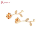 6PCS 18K Brass Flower Branch Charms Pendants for Jewelry Making