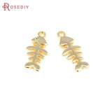 6PCS Fish Bone Charms Pendants for Jewelry Making