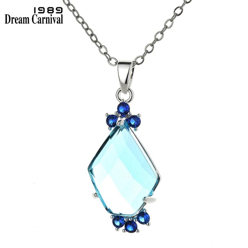 Aquamarine Pendant Necklace Zircon Wedding Party Jewellery WP7027