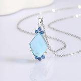 Aquamarine Pendant Necklace Zircon Wedding Party Jewellery WP7027