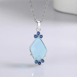 Aquamarine Pendant Necklace Zircon Wedding Party Jewellery WP7027