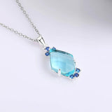 Aquamarine Pendant Necklace Zircon Wedding Party Jewellery WP7027