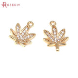 4PCS 18K Brass Maple Leaf Charms Pendants for Jewelry Making