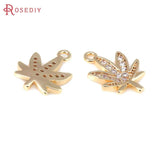 4PCS 18K Brass Maple Leaf Charms Pendants for Jewelry Making