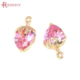 4PCS 18K Brass Zircon Strawberry Charms Pendants DIY Jewelry Making